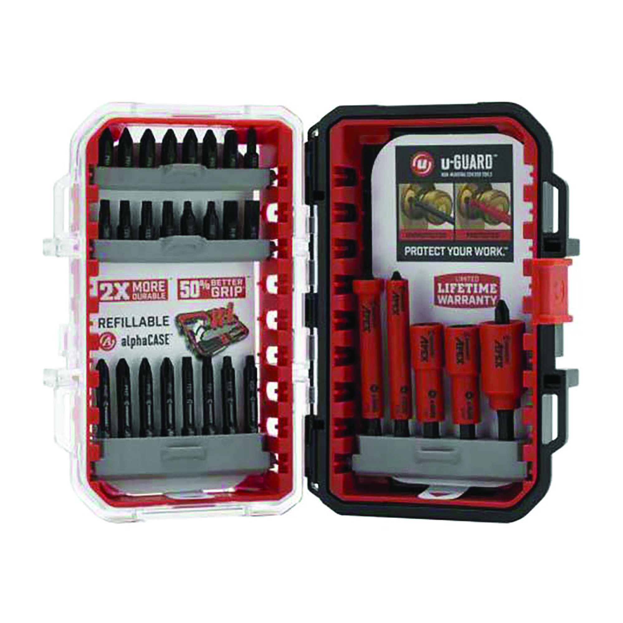 Crescent Apex u-GUARD Fastening Set — 30-Piece, Impact-Rated, Magnetic Nutsetters & Bit Holders, Non-Marring Protective Sleeves, Model# ATGCAUGSET-30